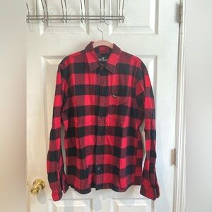 Hollister  Mens Red Plaid Flannel Shirt Size Large